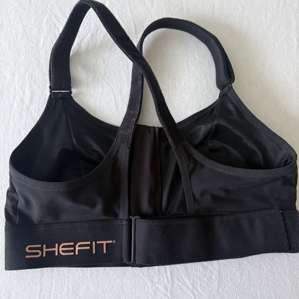 SHEFIT ULTIMATE Black Luxe Sports Bra Support Workout Fitness Activewear Size L - Picture 3 of 9